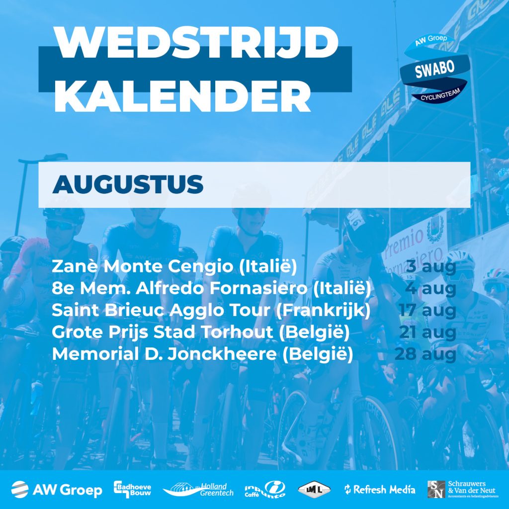 WEDSTRIJD KALENDER AUGUSTUS